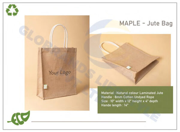 Oblique Eco line Collection Maple Natural Color Laminated Jute Bag