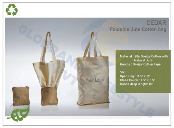 Online Eco Line Cedar Foldable Jute Cotton Bag