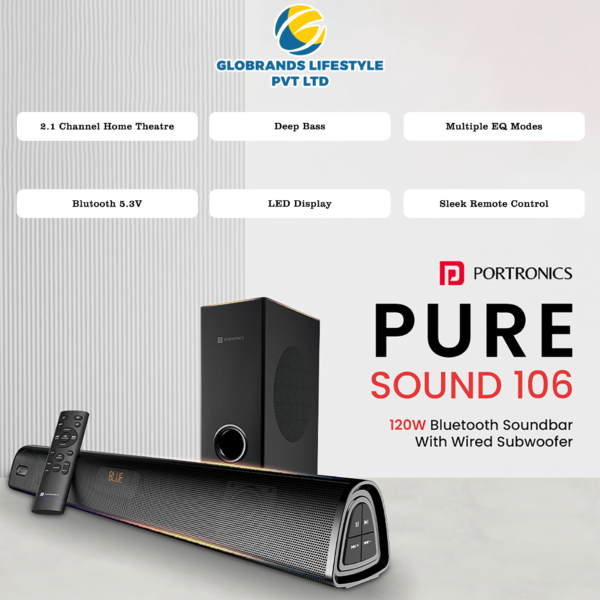 Bluetooth Sounbar 120W With Wired Subwoofer