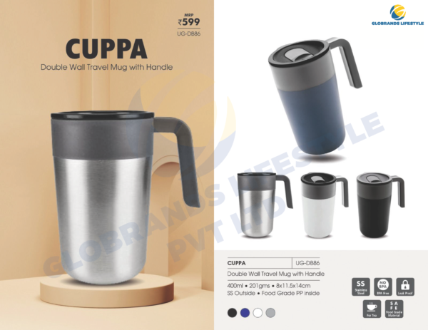 CUPPA Double Wall Travel Mug With Handle