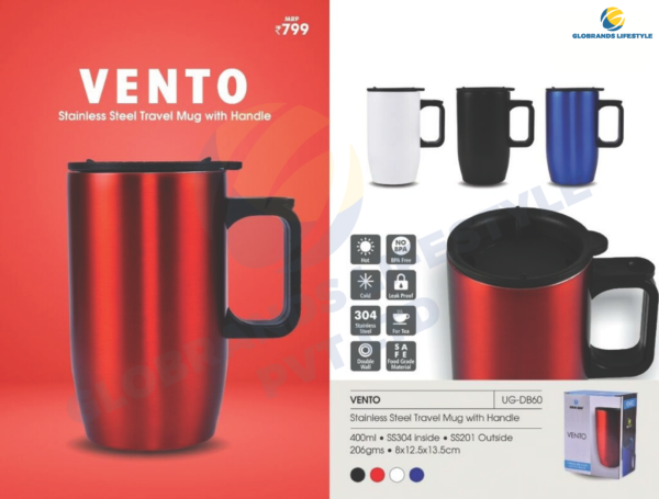 VENTO Stainless Steel Travel Mug With Handle