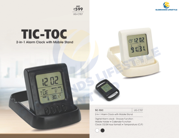 TIC-TOC 2-in-1 Alarm Clock With Moblie Stand