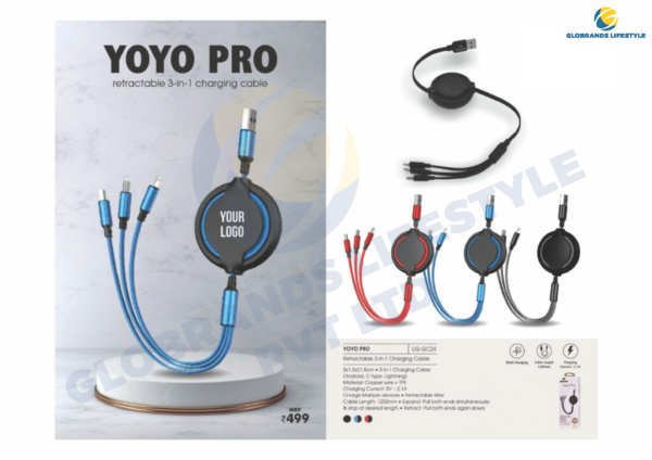 YOYO PRO Retractable 3-in-1 Charging Cable